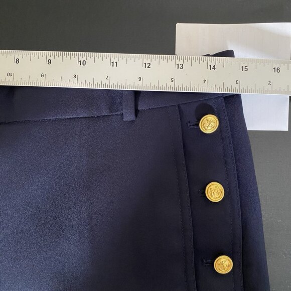 J Crew Sailor Dress Pants Women 2 Navy Trouser Gold Crest Button Nautical Preppy - Picture 13 of 16